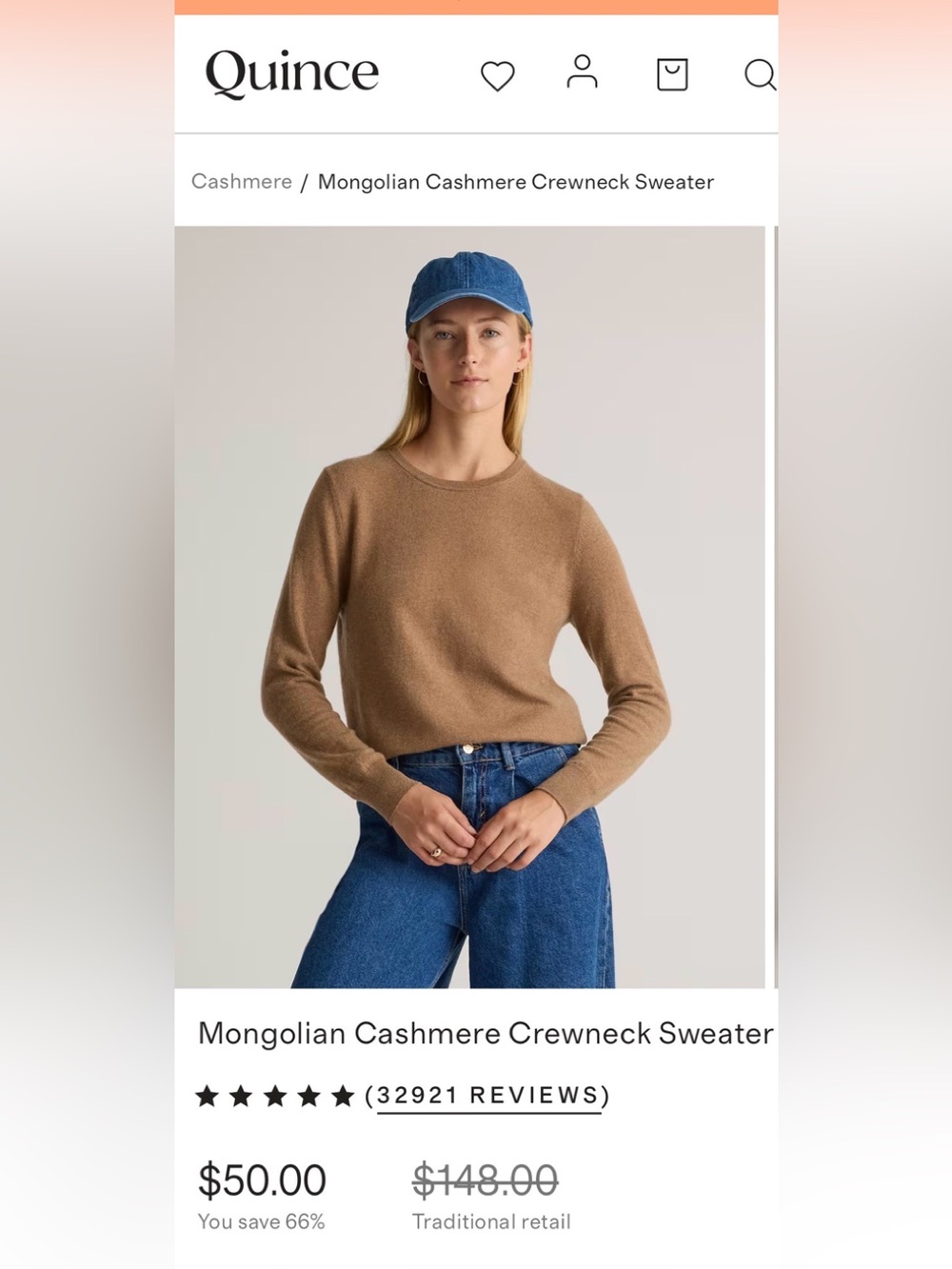 Quince Women's Cashmere Sweater in Mustard Gold - Picture 3 of 3